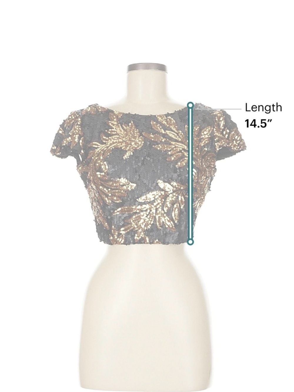 Dress the Population Black & Gold Sequin Floral Crop Top - Picture 5 of 7